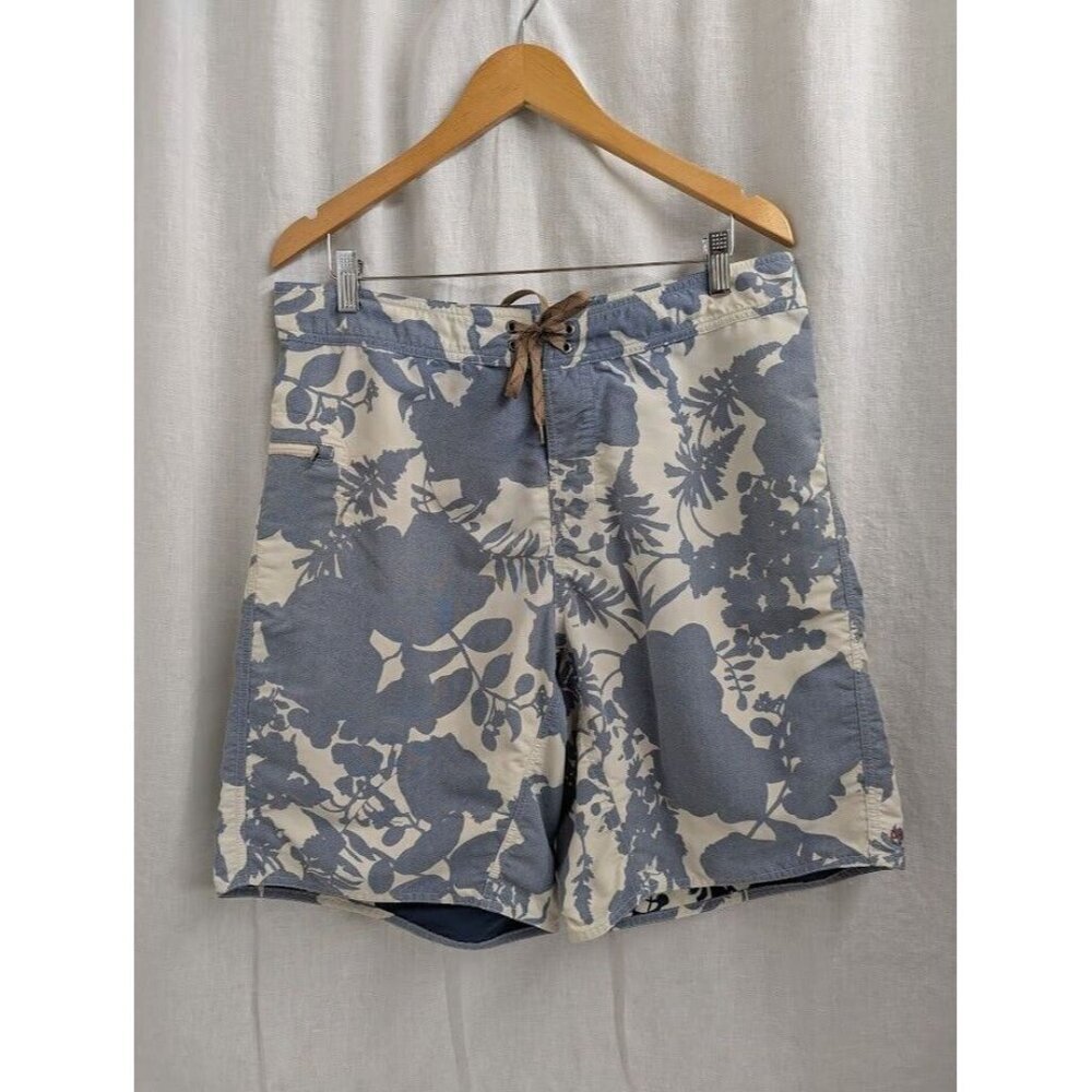 Patagonia Blue and White Floral Athletic Shorts